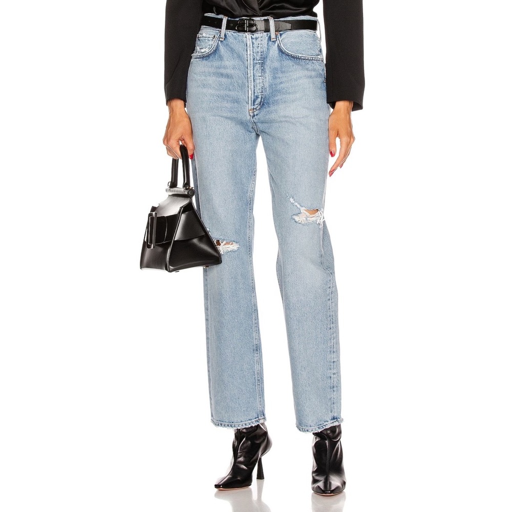 Agolde 90’s Midrise Loose Fit Distressed Jeans in Captured - Picture 5 of 14